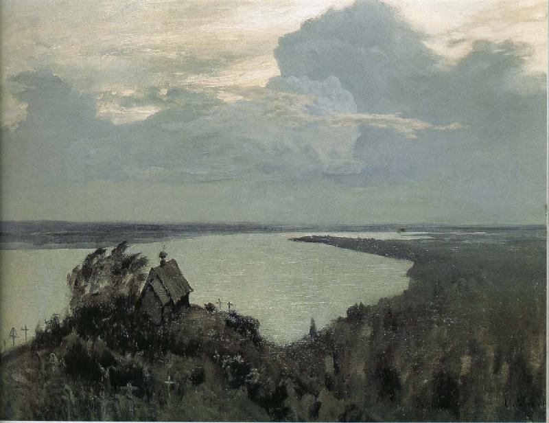 Levitan, Isaak Over the cemetery oil painting picture